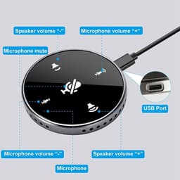 Conferentiemicrofoon - USB speakerphone - Online vergaderingen - 360 graden opname - 17x12x3 cm - Zwart — thumbnail 3