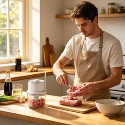 Elektrische hakmolen - Mini keukenmachine - Snel ingrediënten hakken - Draadloze flexibiliteit - 350 ml inhoud - Wit — thumbnail 2