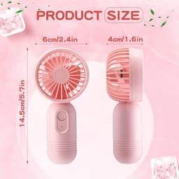 Set van 6 mini draagbare ventilatoren, schattig en lichtgewicht, compact en draagbaar, 3 windsnelheden, USB oplaadbaar, unisex, geschikt voor binnen- en buitengebruik, make-up en op reis (zwart, roze, wit) — thumbnail 3