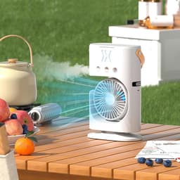 Ventilatoren - Mobiele Airco - 3-in-1 draagbare luchtkoeler USB sprayventilator compact 24.5×16×7.5 cm, zuinige mobiele ventilator zonder afvoer voor thuis, kantoor en buiten in de zomer — thumbnail 2