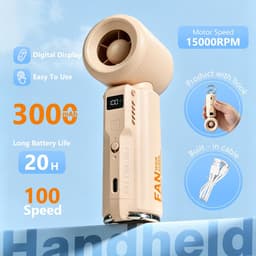 Draagbare Mini Ventilator - USB Oplaadbaar - 5 Snelheden - LED Display - Met Ophangring - Voor Hand, Bureau, Reizen, Concerten & Outdoor — thumbnail 5