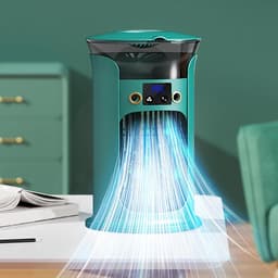 Luchtkoeler - Ventilatoren - Aircooler - Mini-draagbare airconditioner - Mobiele luchtkoeler - Mini airco - Bladloze ventilator - Stil - 880ml watertank - Met LED verlichting - Voor bureau en slaapkamer - Geel — thumbnail 4