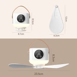 Plafondventilator voor kamperen - Ventilator - Ventilator lamp - Ventilator plafond - Tent ventilator oplaadbaar - Stille ventilator - Met afstandsbediening - 7200 mAh - Wit - Kunststof — thumbnail 2