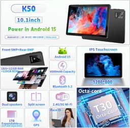 Tablet 10 Inch – Android 15 – 18GB RAM – 128GB Opslag – Octa-Core – 6000mAh – WiFi 5 — thumbnail 4