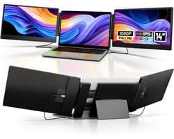 KAD® Portable Monitor - Draagbare Monitor Extender voor USB-C & HDMI - Dual/Triple Screen Extender voor Laptop - Zwart - 35cm x 22cm x 4cm