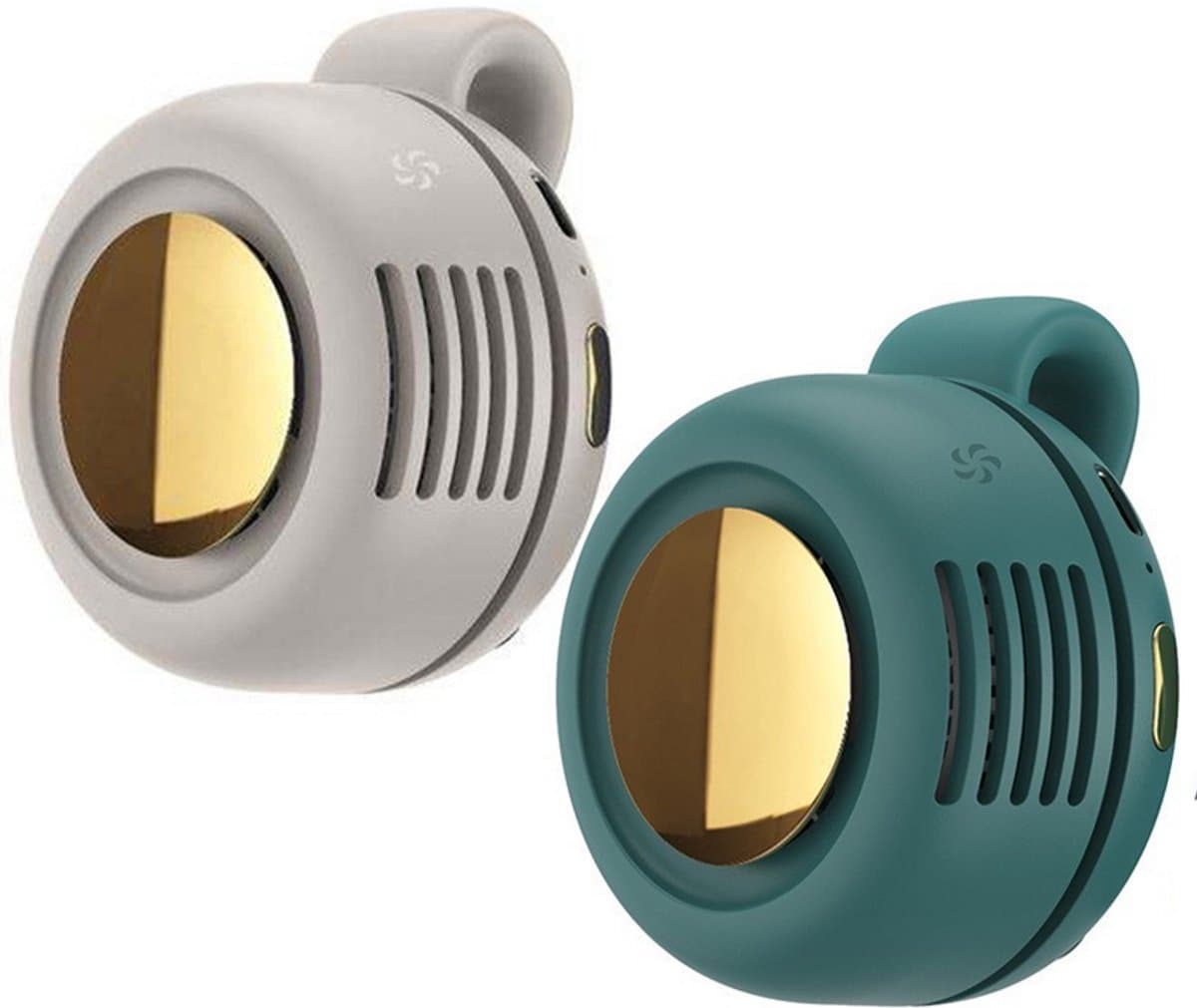 Mini Ventilator - 2 Stuks - Clip-On Ventilator - Oplaadbare USB Ventilator - Portable Clip Fan - Nekventilator - USB Oplaadbare Stille Bladeless Ventilatoren - Verstelbare - Geschikt Voor Buiten, Op Reis En Op Kantoor - Wit, Groen — afbeelding 1