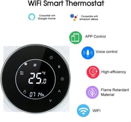 Room thermostat - wifi rond LCD touchscreen - programmeerbaar - voor gasboiler verwarming - ShopVlot — thumbnail 2