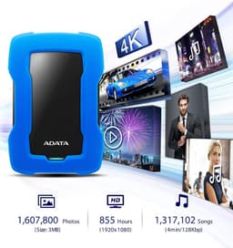 Externe Harde Schijf - Opslagapparaat Data - Gegevens Veilig Opslaan - Schokbestendige Behuizing - 2 TB Capaciteit - Blauw — thumbnail 3