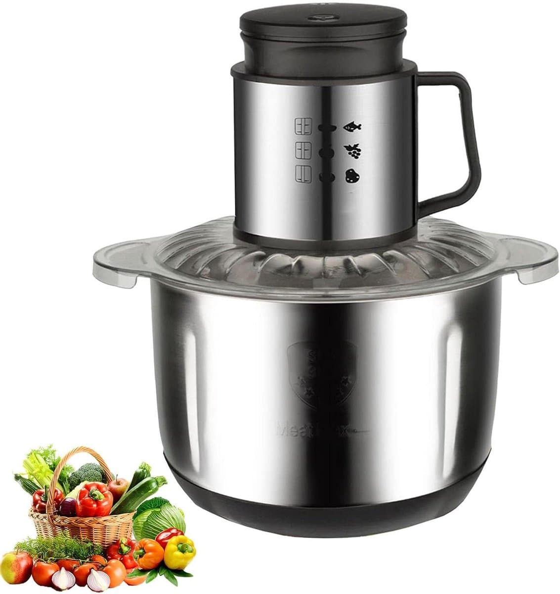 Mini Voedselhakmolen - Keukenmachine Blender - Efficiënt Koken - Krachtige 1000W Motor - 5 Liter Kom - Zilver — afbeelding 1