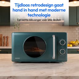 MEDION Retro magnetron met grill - 20 L - petrolblauw | 800 watt, 5 vermogensstanden, 3 combiprogramma’s, timer, ontdooifunctie, MD100119 — thumbnail 4