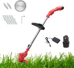Elektrische Grasmaaier - Draadloos model - Gazon Onderhoud - Inclusief 3 soorten bladen - 30 cm snijbreedte - Rood — thumbnail 1