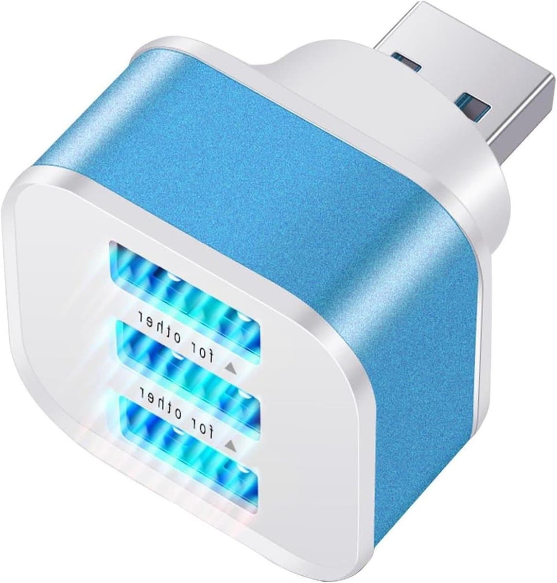 USB Hub - USB Verdeler - Data Overzetten - 3 Poorten - Compact Formaat - Blauw — afbeelding 1