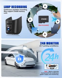 4K-dashcam voor BMW 5-serie en 7-serie 2018-2023 530i, 540i, 530e, M550i, 740i, 750i, M760i, 745e Xdrive (G30/G11), 2160P UHD-video, wifi en app, loop-opname, G-sensor — thumbnail 4