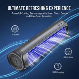 Luchtkoeler - Draagbare USB Koelventilator met Stille Werking - Geschikt voor Muur en Bureau - Perfect voor Slaapkamer Keuken Studentenkamer en Kamperen - Paarse Kleur — thumbnail 2