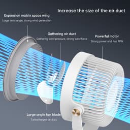 KZQ Statiefventilator - Ventilator Staand - Herlaadbaar - 5 Windsnelheden - 4 Verstelbare Hoogtes - Voor Thuis En Kantoor - Zwart — thumbnail 3