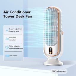 Bureau Torenventilator - Wit - 5 Snelheden - Ultra Stil 22dB - USB Voeding - Turbo Luchtstroom - Afneembare Bladen - Draagbaar - Geschikt voor Kantoor - Slaapkamer en Buiten — thumbnail 2