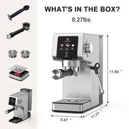 Espressomachine van 20 bar-Compact ontwerp met stoomfunctie voor het opschuimen van melk-gemaakt van roestvrij staal-met een verwijderbaar waterreservoir van circa 1,18 liter-geschikt voor het maken van cappuccino's en lattes — thumbnail 2