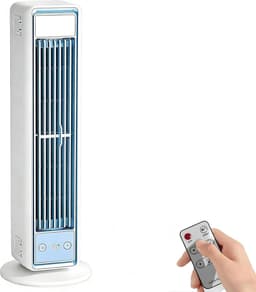 Draagbare Stille Oscillerende Bladloze Torenventilator - 3 Snelheden - Automatische Uitschakeltimer - Digitaal Scherm - Lichtblauw - Geschikt voor Woonkamer - Huis en Kantoor — thumbnail 1