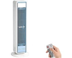 Draagbare Stille Oscillerende Bladloze Torenventilator - 3 Snelheden - Automatische Uitschakeltimer - Digitaal Scherm - Lichtblauw - Geschikt voor Woonkamer - Huis en Kantoor