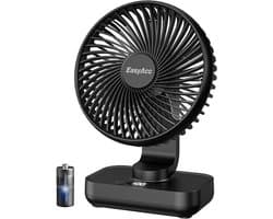 Solvix tafel ventilator geluidloos - Tafelfan - Zwart - Automatische Oscillatie - Oplaadbare Accu - Voor Thuis en Onderweg