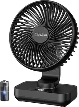 Solvix tafel ventilator geluidloos - Tafelfan - Zwart - Automatische Oscillatie - Oplaadbare Accu - Voor Thuis en Onderweg — thumbnail 1