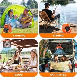 Solvix tafel ventilator geluidloos - Campingventilator met Licht - Hoogwaardig ABS - 4-traps Instelbaar - Draagbaar met Draaihaak - Voor Binnen en Buiten — thumbnail 4