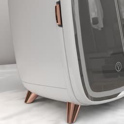 Koelkast 6 liter wit plastic mini schoonheidskoelkast met led spiegel voor slaapkamer hotel kantoor — thumbnail 3