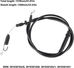 SnelShoppen - Koppelingskabel Grasmaaier 381030104/0, Compatibel met ATCO Quattro 19S, Quattro 19SE, 4in1, 1570 mm, Tuinonderdeel, Grasmaaieronderdeel — thumbnail 3