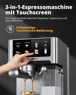 Espressomachine 20 Bar – Cappuccino & Latte Machine - Dubbelboiler Koffiemachine (1350W & 1000W), Extractie in 15s, Roestvrij Staal - Afneembaar Waterreservoir 1,8L - Touchscreen — thumbnail 2