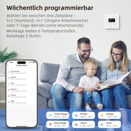 Slimme thermostaat - Kamerthermostaat vloerverwarming - Energie besparen - App en spraakbesturing - 55 mm standaard - Wit — thumbnail 4