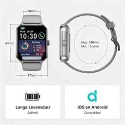 Blackview Smartwatch - R50 - Stappenteller - Hartslagmeter - fitnesstracker - Watch Dames & Heren - SOS - fitnesshorloge - Android & iOS - Grijs — thumbnail 2