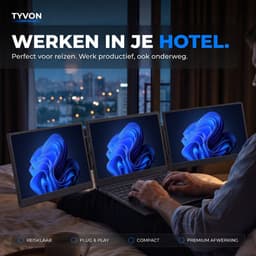 TYVON Triple Portable Monitor 15.6 inch - Flip - Tri screen - Full HD Draagbare monitor met USB-C & HDMI - Voor Apple en Windows - Plug & Play - Dubbel Scherm - Opvouwbaar - Laptop Scherm Uitbreider - Externe Monitor incl. Draagtas - Beeldscherm — thumbnail 4