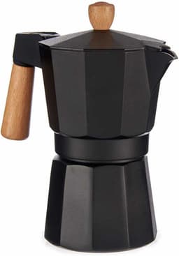 Italian Coffee Pot 6 Cups Wood Aluminium — thumbnail 1