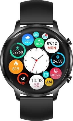 Belesy® TIRANA – Smartwatch Dames – Smartwatch Heren – Horloge – 1.32 inch Touchscreen Kleurenscherm – Stappenteller – Calorieteller – Hartslagmeter – Bloeddrukmeter – Zuurstofgehalte – Multisport – Slaap Monitor – Zwart - Moederdag — thumbnail 2