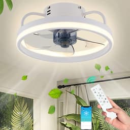 Lichtendirect- Plafondventilator met verlichting- 33 CM Wit - Smart Lamp - 6 Standen Ventilator – Plafonniere Keuken Lamp - Woonkamerlamp - Dimbaar met afstandsbediening- APP functie- — thumbnail 1
