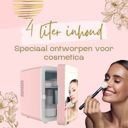 Jambo® Skincare Fridge - Mini Koelkast - Make-up Koelkast met Spiegel - Beauty Fridge met Spiegel en 3 Standen Ledverlichting - Roze - Cosmetica - 4 Liter — thumbnail 2