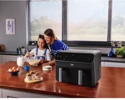 Beko FRL5388B Dubbel 4,25 l Vrijstaand 2400 W Heteluchtfriteuse Zwart — thumbnail 2