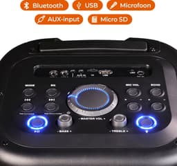 Denver Bluetooth Speaker - Partybox - Discolichten - Incl. Microfoon - Micro SD/USB/AUX - Luidspreker - TSP353 - Zwart — thumbnail 3