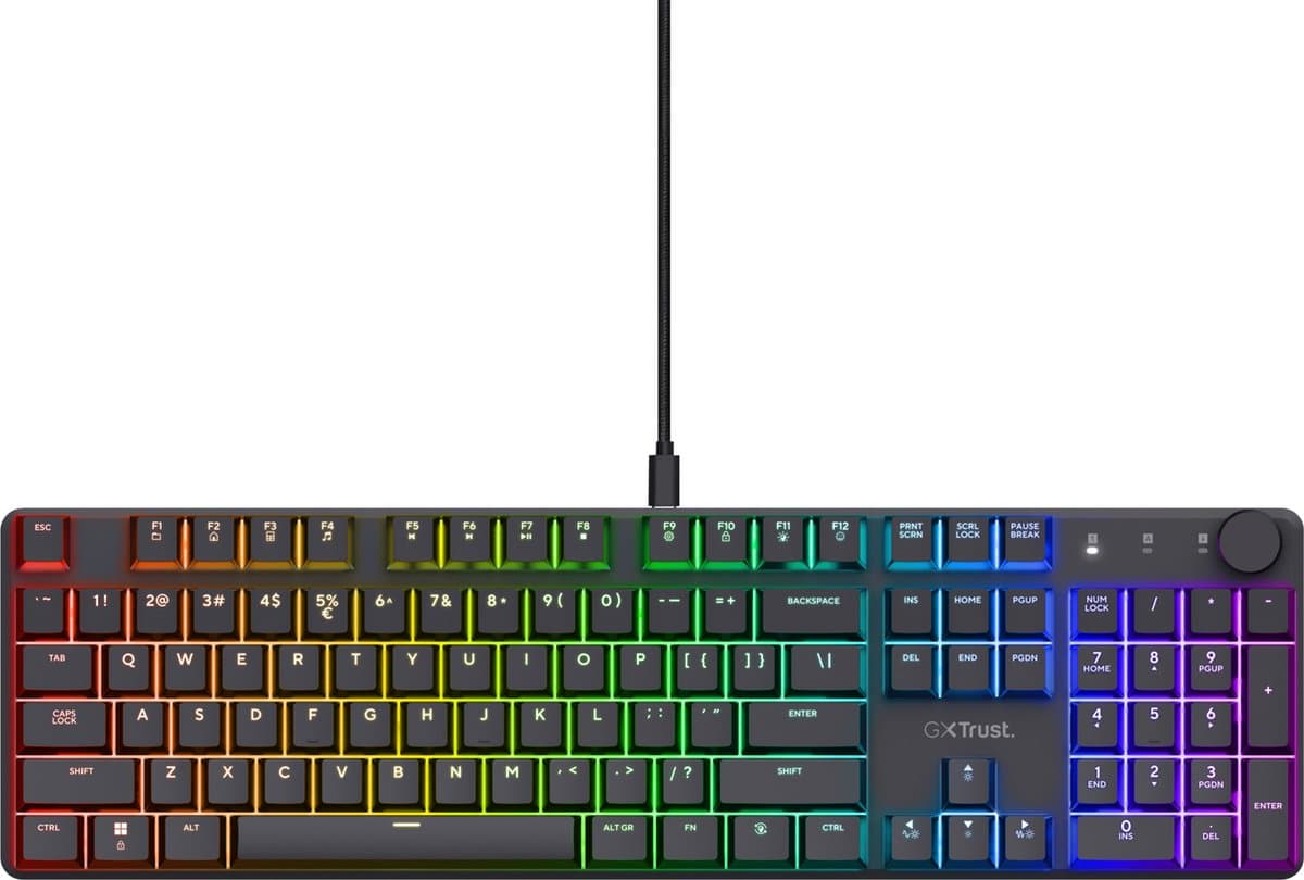 Trust GXT 866 Torix - Gaming Toetsenbord - Mechanisch met Lineaire Huano Switches - Full-size - RGB - Bedraad - QWERTY US - Zwart — afbeelding 1