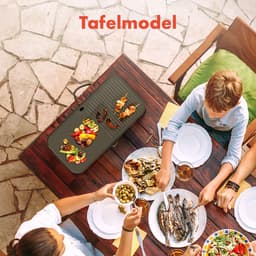KitchenBrothers Elektrische BBQ - Staand en Tafelmodel Barbecue - Tafelbarbecue - Anti-aanbaklaag - 24x50cm Grilloppervlak - 2200W - Vaderdag Cadeau - Zwart — thumbnail 3