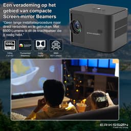 Erikssøn Beamer Prime - Incl. Standaard - Streamen Vanaf Je Telefoon - 6600 Ansi-Lumens - Projector - Mini - Beamers — thumbnail 3