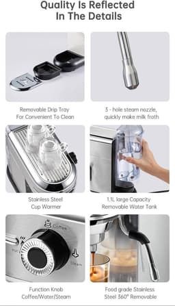 HiBREW H11 Koffiecupmachine – Compact – 19Bar – 1,1L Waterreservoir – Zilver — thumbnail 3