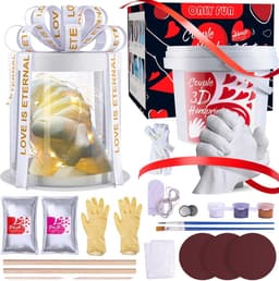 3D Hand Casting Kits voor Paar | Verjaardagscadeaus voor Paar | Cadeaus voor Bruiloft Verjaardag | Verlovingscadeaus | Pottenbakkerset voor Volwassenen | Geschenken voor Haar en Hem — thumbnail 4