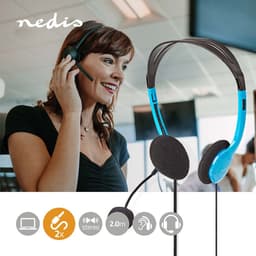 Nedis PC-Headset - On-Ear - Stereo - 2x 3.5 mm - Opvouwbare microfoon - Blauw — thumbnail 3