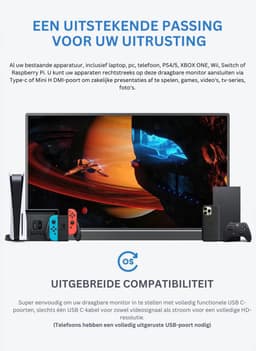 Thuys - Portable Monitor - Draagbare Monitor - Draagbaar Scherm - Hoogwaardige Kwaliteit — thumbnail 2