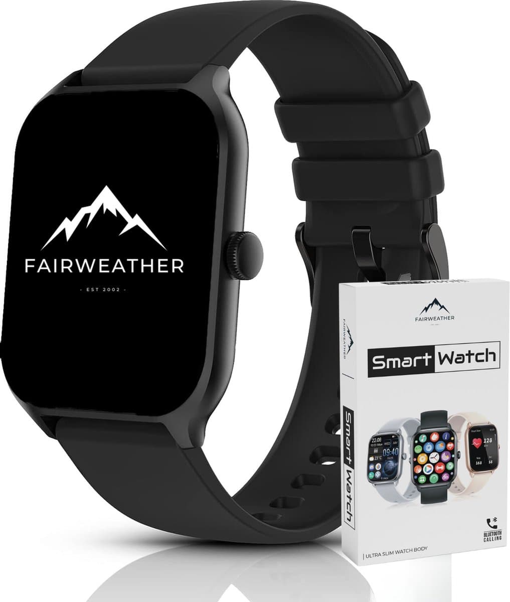 Fairweather Smartwatch Pro – Dames – HD – Stappenteller – Slaapmeter – hartslagmeter – Geschikt voor iOS en Android - Zwart — afbeelding 1
