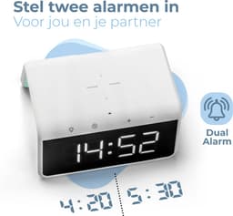 Caliber Wekker - Draadloze Oplader - Wake-up Light - Digitale wekker - Wekkers digitaal - Digitale klok - Wit (HCG019QI-WA) — thumbnail 2