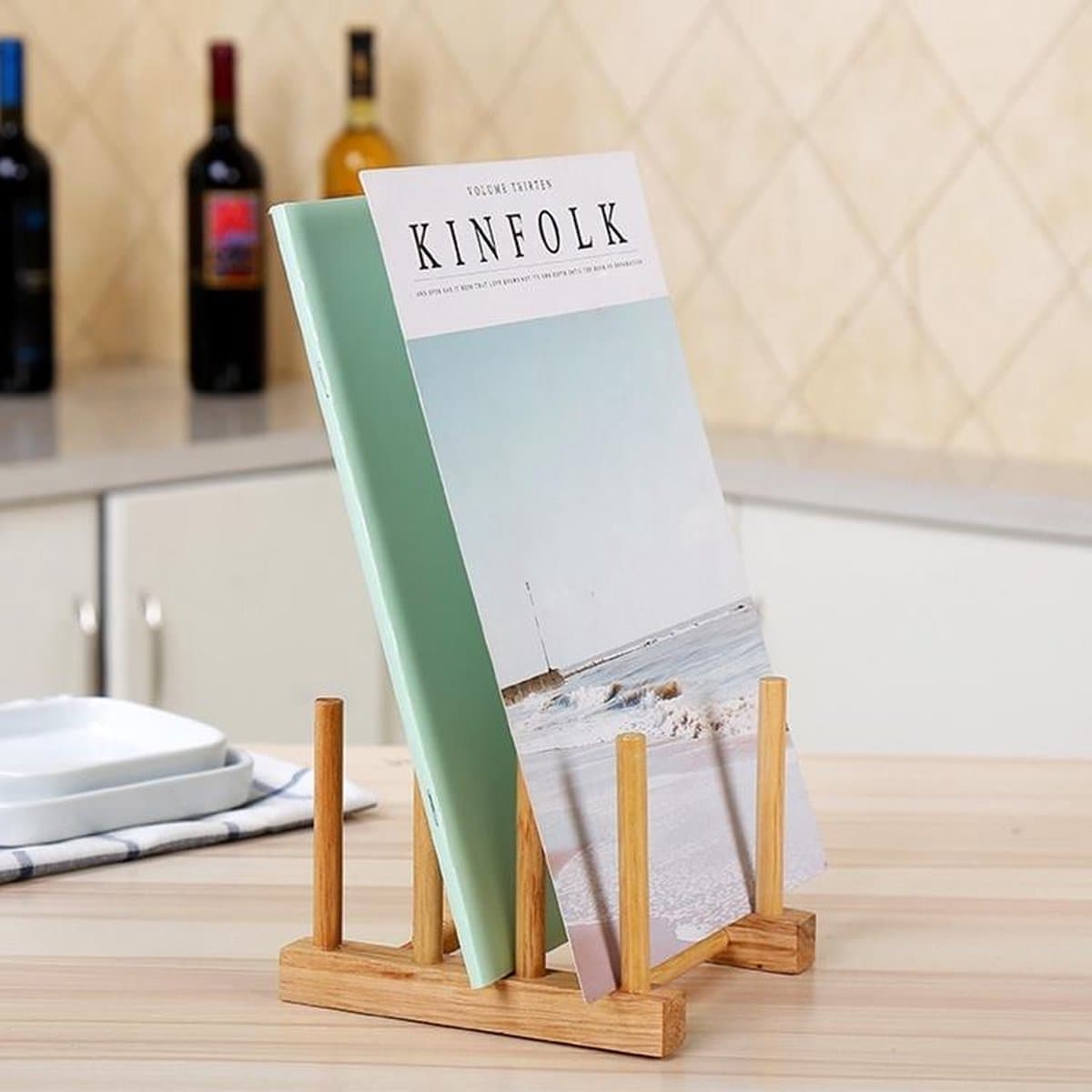 Massief hout schotel DRIP rack Plaathouder maat: 14x12x10cm — afbeelding 1