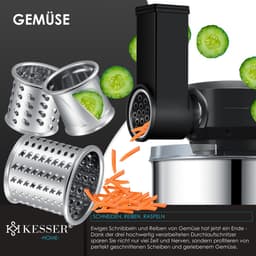 KESSER® 3 in 1 Keukenmachine Foodprocessor - Keukenmixer - Keukenrobotor K-KM 3000 met Kneder Multifunctionele Mixer 5,5 L Kom met 3 Menggereedschappen 1,5 L Sapcentrifuge Worstset Pasta & Koekjesvormen - Zwart — thumbnail 2