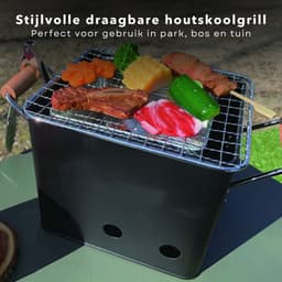 BBQ Kubus - Mini-Barbecue - Mat Zwart - Compacte Eenpersoons Barbecue - 18x15xH15 cm - Geschikt voor Houtskool - Draagbare Grill voor Outdoor Gebruik - Kleine BBQ voor Picknicks - Kamperen - Tuinfeestjes — thumbnail 3
